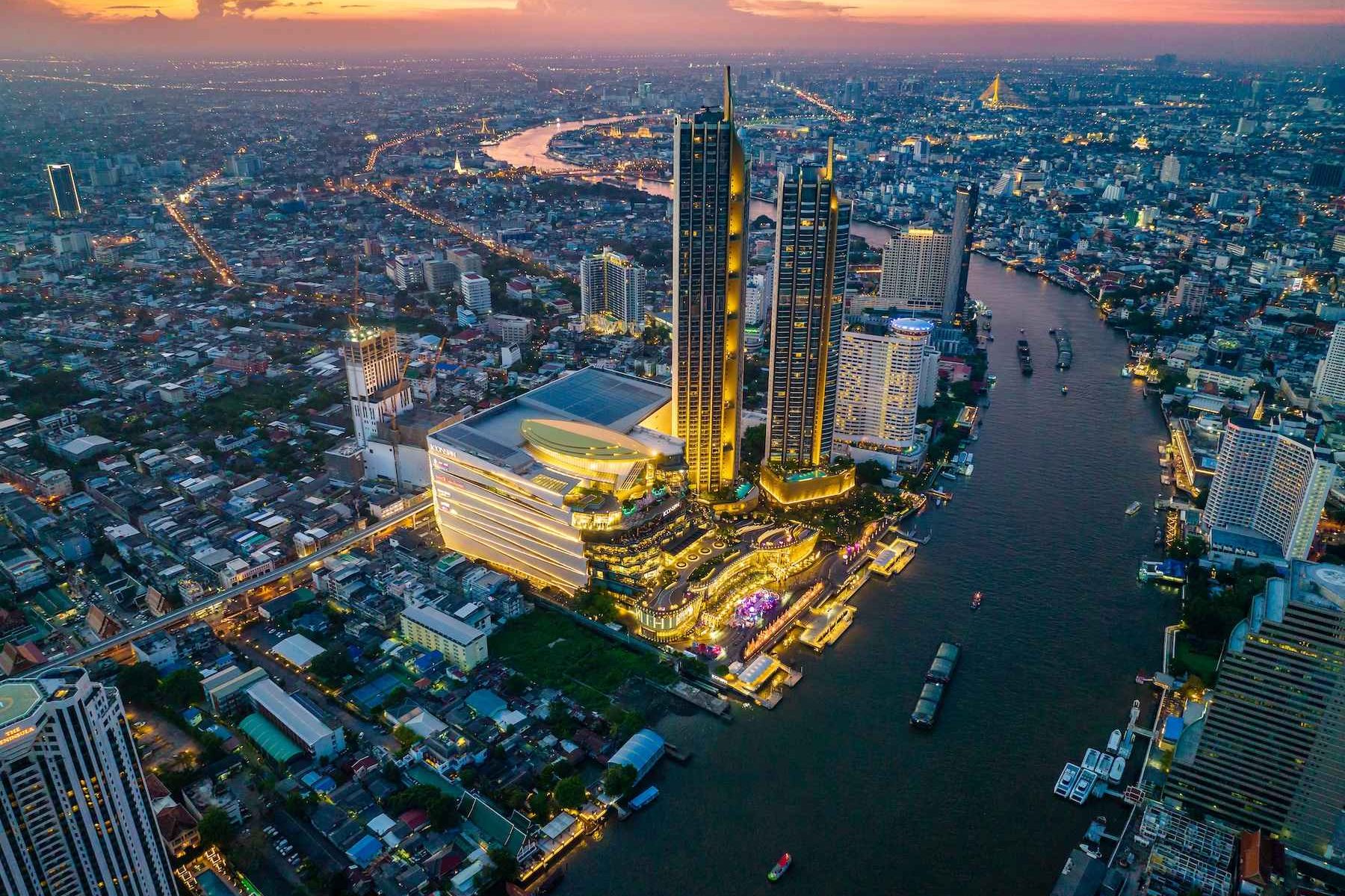 Riverside terrace and city views at IconSiam, Bangkok